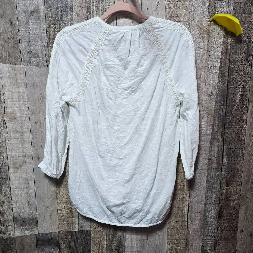 Sundance Romance White Textured Blouse Small Boho Indie Preppy Spring Summer - Picture 3 of 5